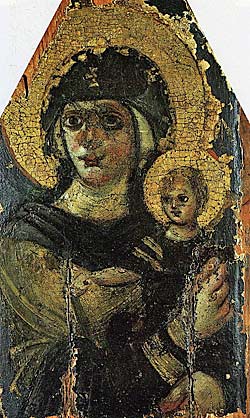 3. Богоматерь с Младенцем. Византия. VI век. Икона написана в доиконоборческую эпоху