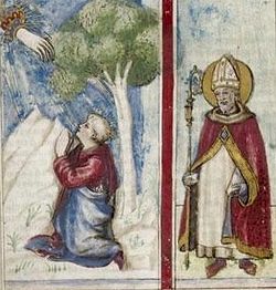 Августин Аврелий. Миниатюра из сборника, включающего "Исповедь" и другие работы. Флоренция 1456-80