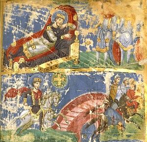 Сон св. равноап. Константина и битва у Мильвийского моста с явлением знамения креста на небе