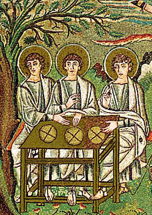 Ветхозаветная Троица. Мозаика из церкви Сан-Витале в Равенне (Италия). Фрагмент. VI в.