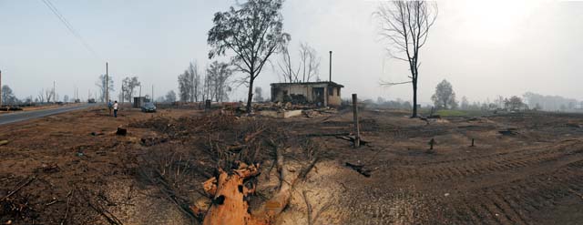Панорама села Верхняя Верея Выксунского района Нижегородской области. После пожара от более чем трехсот домов осталось лишь несколько построек