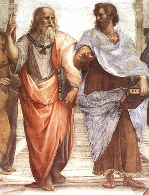 Платон и Аристотель на фреске "Афинская школа" Рафаэля