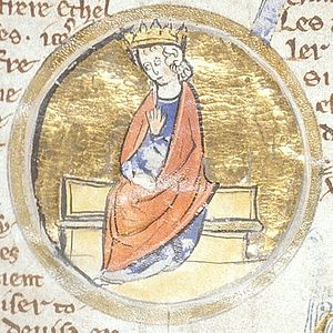 Альфред Великий. Миниатюра из генеалогического манускрипта XIII века