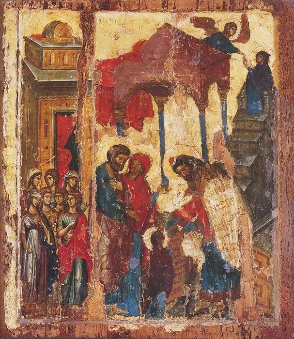 Введение во храм Пресвятой Богородицы. Византийская икона 1320 года. Хиландар, Афон