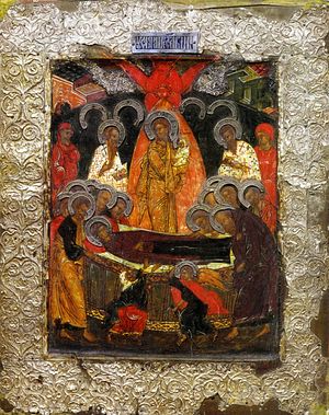 Успение - Иван Михайлович Годунов сей образ придал по матери своей по инокине Марфе - вложена в Ипатий в 1567.