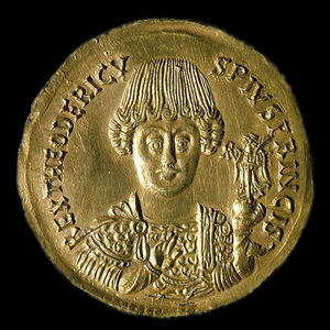 Прижизненное изображение Теодориха Великого на тремиссе.