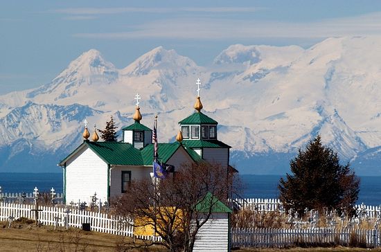 Orthodox church in the village of Ninilchik (Alaska)