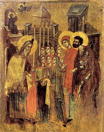 The Entry of the Mother of God into the Temple. Ohrid (Macedonia), XIV century