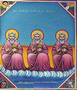 Типичная эфиопская икона Святой Троицы