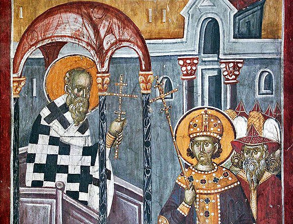 Воздвижение Честного Креста, монастырь Грачаница, XIV в.