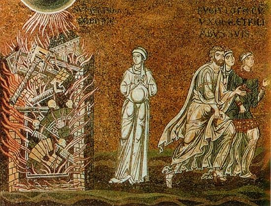Гибель Содома. Мозаика Монреальского собора (Сицилия)