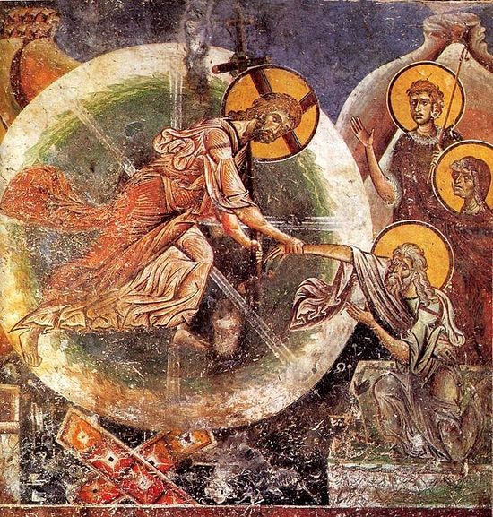 Сошествие во Ад. Фреска церкви святого Георгия в Курбиново. Сербия. 1191 год.