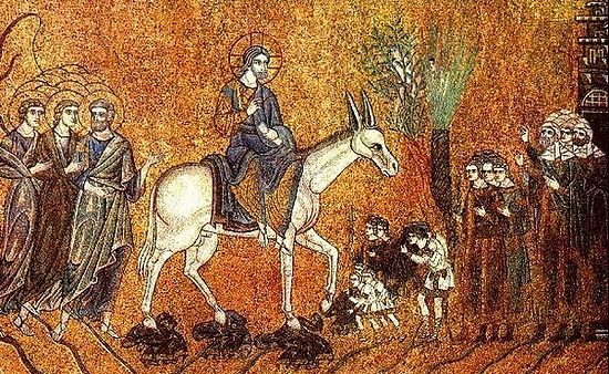 Mosaic – Jesus enters Jerusalem.