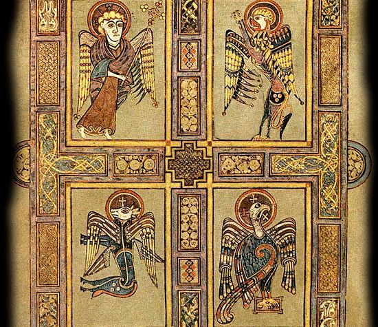 VII век. Четыре Евангелиста. Келлское Евангелие. Дублин, Тритини-колледж