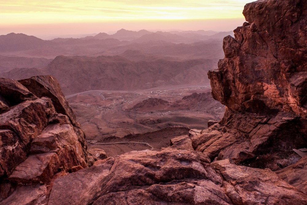 A view of the dales beneath Mt. Sinai