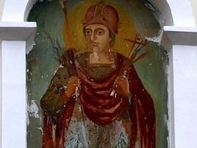 Молдова: в монастыре Куркь постоянно обновляется фреска с образом вмч. Димитрия