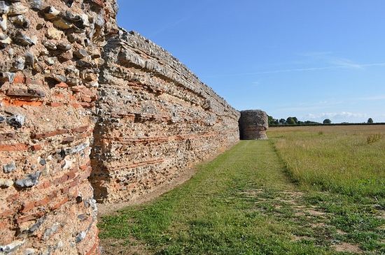 Walls of Roman fort in Burgh Castle, Norfolk