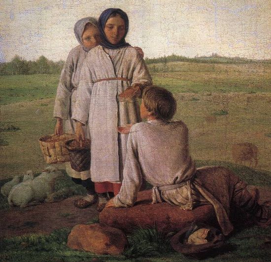 A. Venetsianov. Peasant children in a field. 1810
