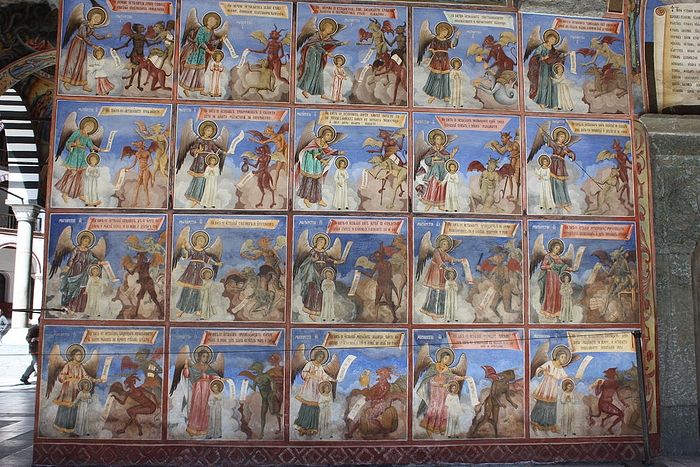 The tollhouses. Fresco in the Monastery of St. John of Rila, Bulgaria.