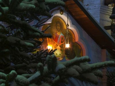 Богослужение в Сретенском монастыре в Неделю 28-ю по Пятидесятнице, перед Рождеством Христовым, святых отец