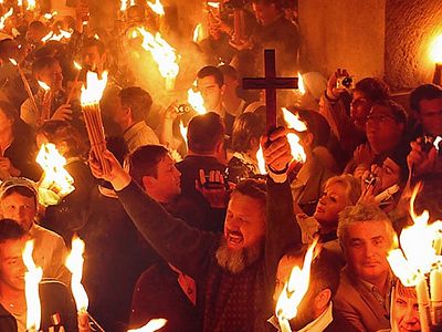 Holy Fire has descended in Church of Holy Sepulchre in Jerusalem