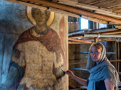 Восстановление уникальных фресок 1707 г. в Сретенском монастыре