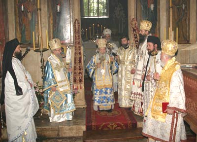 Патриарх Сербский Павел с епископом Липлянским Феодосием