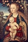 Является ли иконой изображение Девы с Младенцем на фоне яблони?