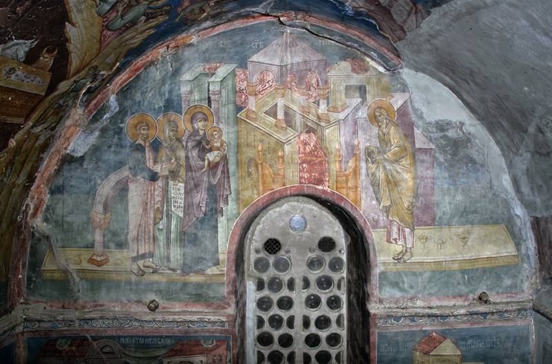 Fresco, Church of the Mother of God Hodigitria in Pec, Serbia. Cir. 1337.