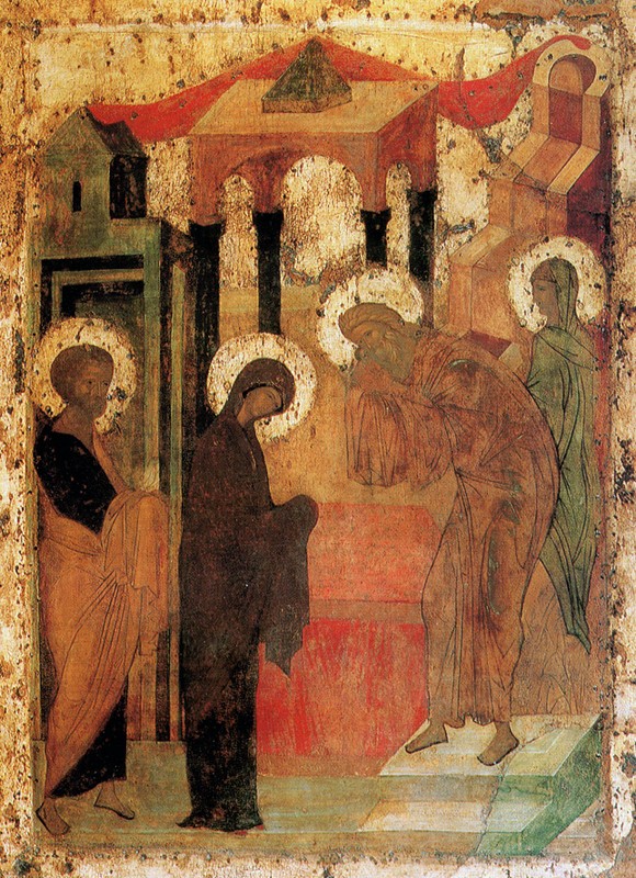 Icons from the iconostasis of the Trinity Cathedral, Holy Trinity-St. Sergius Lavra, cir. 1425. Ascribed to St. Andrei Rublev.