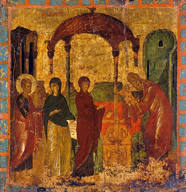 Byzantine icon, 15th c., tempera on wood 44.45 x 42.2 cm. Metropolitan Museum, New York.