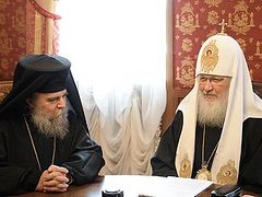 Patriarch Kirill receives delegation of the Patriarchate of Jerusalem
