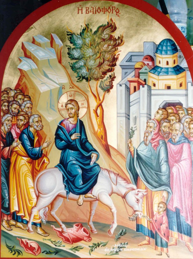 The Entry of the Lord into Jerusalem. Modern Greek icon.