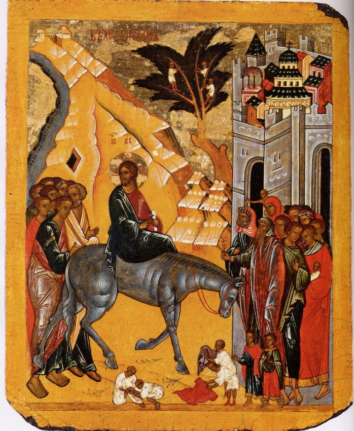 The Entry of the Lord into Jerusalem (two-sided icon) Novgorod. 15th c.
