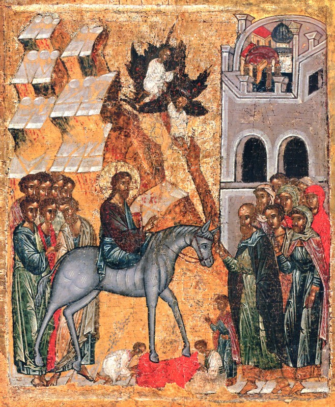 The Entry of the Lord into Jerusalem. Novgorod. Second quarter of 15th c.