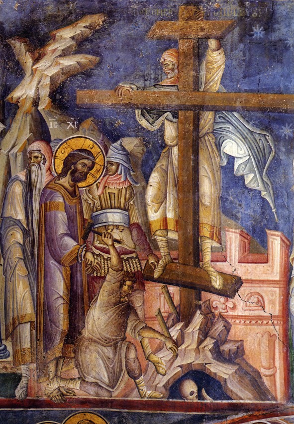 Holy and Great Friday. Ascending the Cross. Early 14th c. Vatopedia Monastery, Mt. Athos.