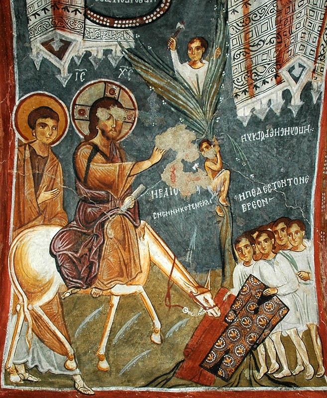 The Entry of the Lord into Jerusalem. Cave church, Cappadocia. 11th c.