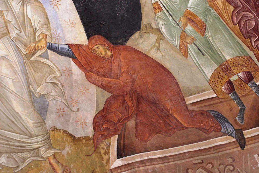 Η Εύα. Λεπτομέρεια από την της Κάθοδο του Χριστού στον Άδη. Τοιχογραφία από την Μονή της Χώρας, Κωνσταντινούπολη. 14ος αι.