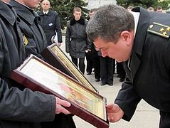 A prayer service for peace in the Ukraine performed at Nakhimov Naval Academy