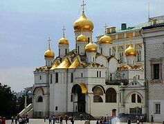 В праздник Благовещения Патриарх Кирилл совершил Литургию в Благовещенском соборе Кремля