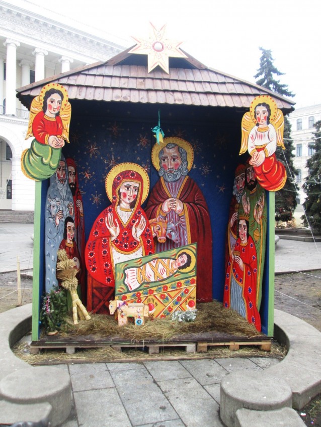 This manger scene was set up during the Maidan revolution in Kiev.
