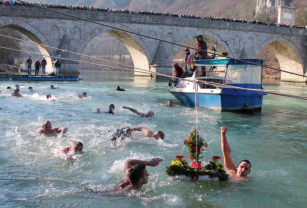 Višegrad. Swim in the Drina River. 
