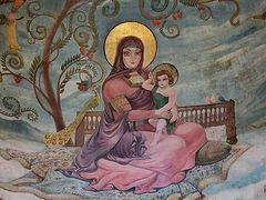 The most unusual fresco of Virgin Mary by famous Georgian artist Lado Gudiashvili