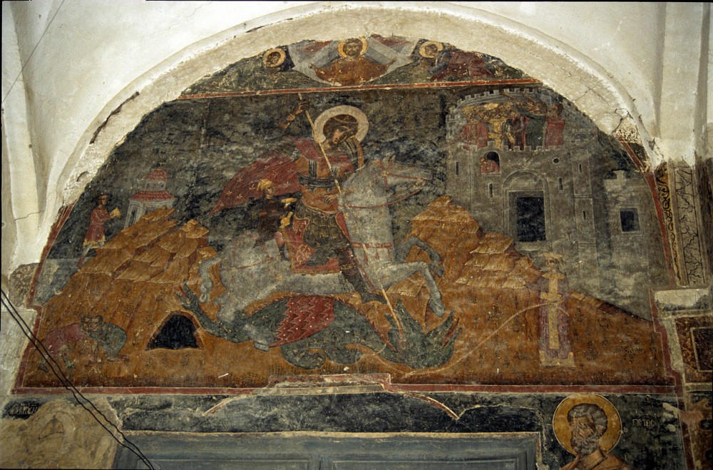 Monastery of Great Martyr George, Alaverdi, Georgia. Fresco of St. George