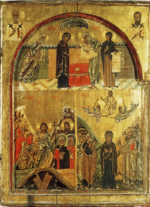Сретение, Воскресение Христово, Вознесение. Икона. XII в. Монастырь святой Екатерины на Синае