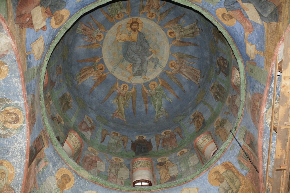 Вознесение Господне. Фреска. XII в. Спасо-Преображенский Мирожский монастырь, Псков