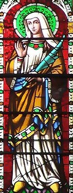 A stained glass image of St. Withburgh of Dereham (source - 'Early British Kingdoms' website)