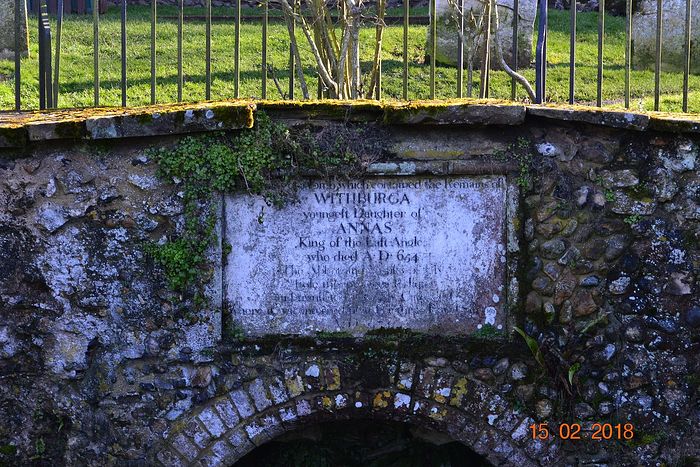 St. Withburga's well and a plate above it in Dereham, Norfolk (provided by the churchwarden of Dereham church)