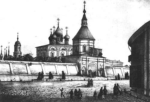 Mid-19th century lithograph of Zlatoustovsky Monastery