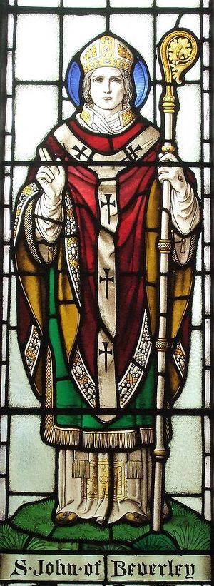 Stained glass window depicting St. John of Beverley inside St. John Lee Church in Acomb, Northumb. (kindly provided by the rector of St. John Lee Church)